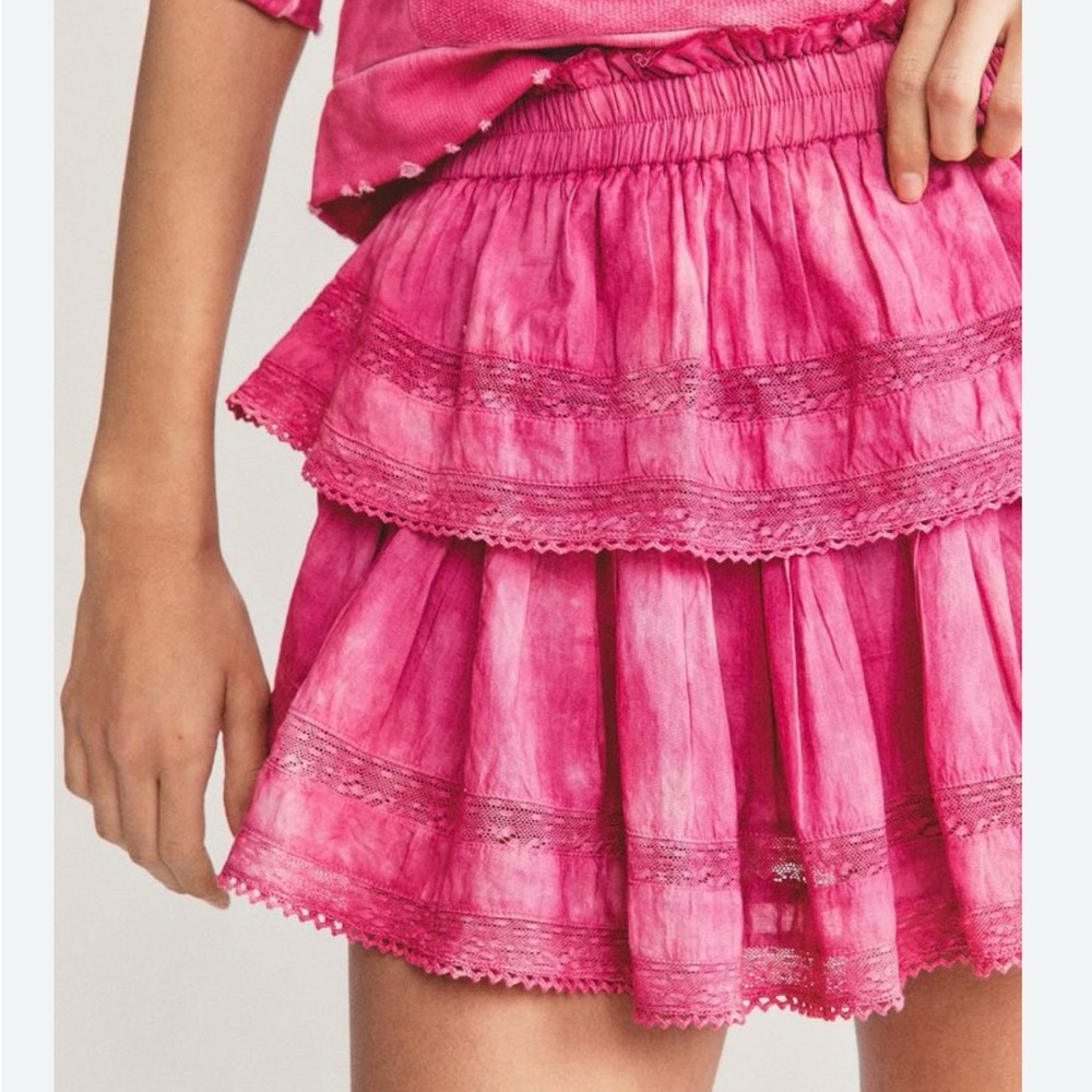LoveShackFancy Pink Ruffled Mini Skirt